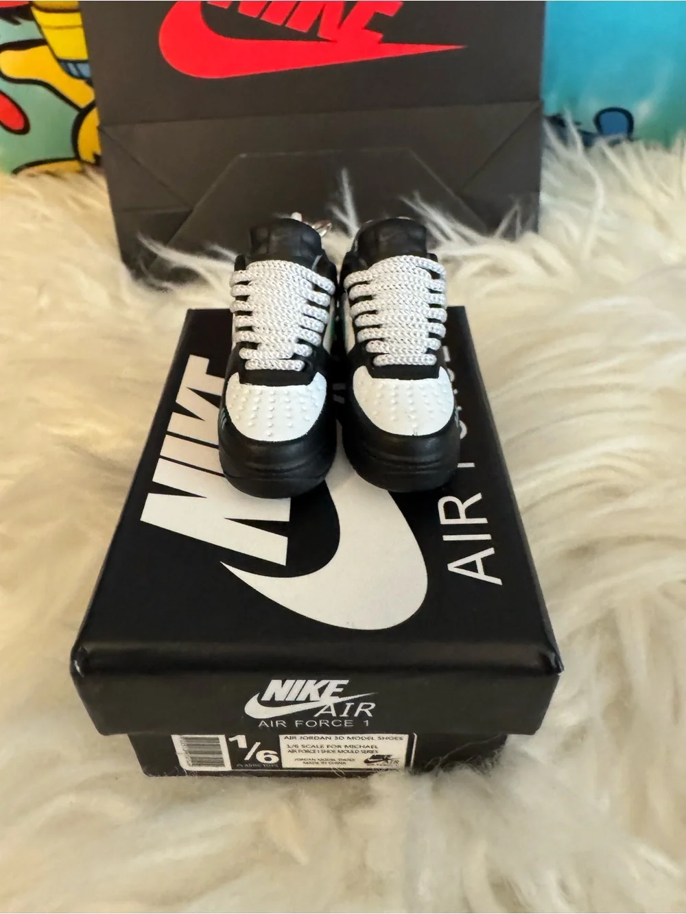 Nike Mini Air Force 1 Keychain - White & Teal